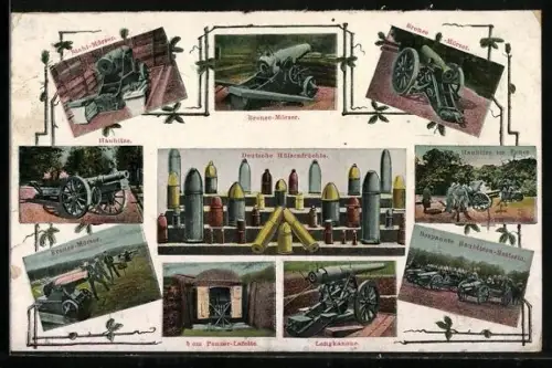 AK Deutsche Artillerie, Bronce-Mörser, Haubitze, Langkanone