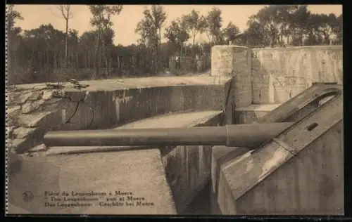AK Piece du Leugenboom a Moere, von Deutschen Truppen zerstörte Geschütz-Stellung