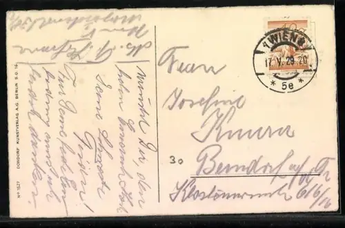 Lithographie Maikäfer im Boot