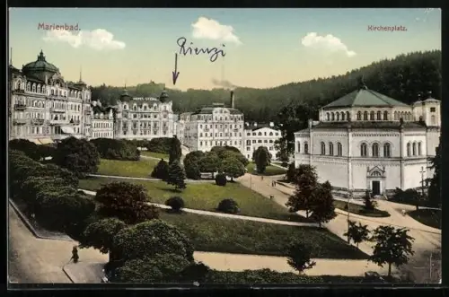 AK Marienbad, Goetheplatz mit Hotel Stern