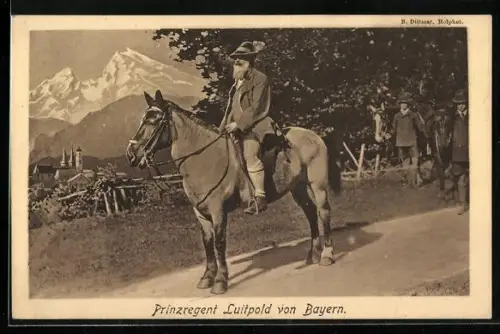 AK Prinzregent Luitpold von Bayern zu Pferd, 90. Geburtstag 1911