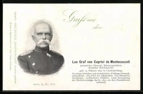 AK Portrait Leo Graf von Caprivi de Montecuccoli