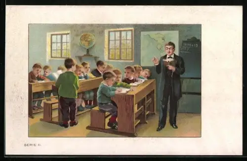 Künstler-AK Erdkunde-Unterricht in der Schule