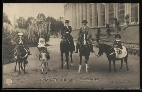 AK Famiglia Reale a Racconigi, Könisgfamilie von Italien zu Pferd