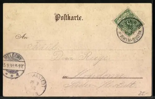 Lithographie Sportler mach Bocksprung über junge Frau