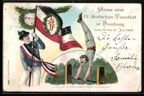 AK Hamburg, IX. Deutsches Turnfest 1898, Turner am Reck