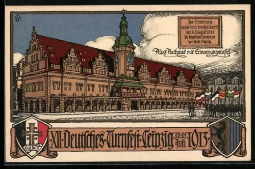 Künstler-AK Leipzig, XII. Deutsches Turnfest 1913, Altes Rathaus