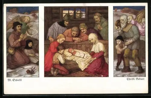 Künstler-AK Matthäus Schiestl: Sammlung 98, Weihnachten, Christi Geburt