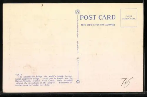 AK Detroit, MI, The Ambassador Bridge connecting D. and Windsor, Windsor Tunnel