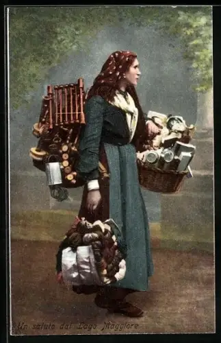 AK Lago Maggiore, Händlerin mit Körben