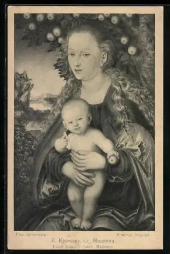 Künstler-AK Lucas Cranach l`aine, Madonna mit Baby, Rotes Kreuz Russland