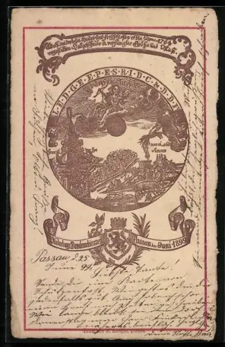 AK Passau, V. Niederbay. Bundesschiessen 1899, Ganzsache