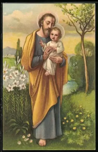 Künstler-AK Josef von Nazaret mit dem Christuskinde im Arm