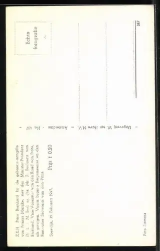 AK Soestdijk, Z.K.H. Prins Bernhard bij de geboorte-aangifte van Prinses Marijke met Minister-Presidente Beel 1947