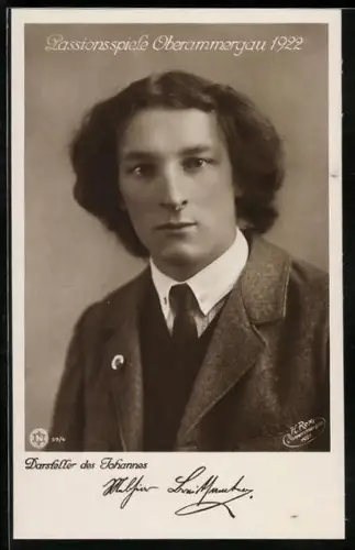 AK Oberammergau, Passionsspiele 1922, Melchior Breitsamter, Darsteller des Johannes