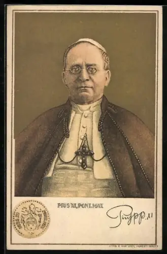 Künstler-AK Portrait des Papstes Pius XI.