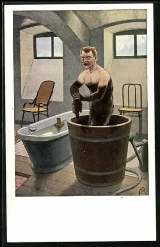 AK Mann nimmt ein Schlammbad