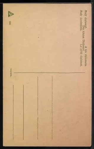 AK Kind mit Zeitung und Soldaten-Puppe, Der kleine Diplomat