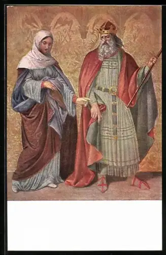 AK Nibelungen, Sieglinde und Siegmund, Freskogemälde von Schnorr von Carolsfeld in der Residenz in München