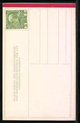 Künstler-AK Salzburg, II. Österr. Kinderschutz-Kongress 1913, Kaiser Franz Josef I. von Österreich