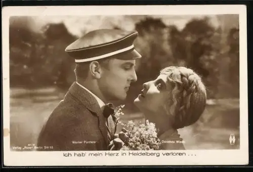 AK Werner Fuetterer und Dorothea Wieck in einer Filmszene, Ich hab` mein Herz in Heidelberg verloren...