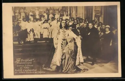 AK Filmszene aus Der Prophet, Emma Vilmar als Fides, Rudolf Laubenthal als Johann Bockold aus Leyden
