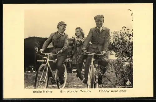 AK Ein blonder Traum, Filmszene mit Willy Fritsch, Lilian Harvey und Willi Forst