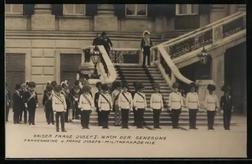 AK Wien, Fahnenweihe d. Franz Josefs-Militärakademie, Kaiser Franz Josef I. von Österreich nach der Genesung