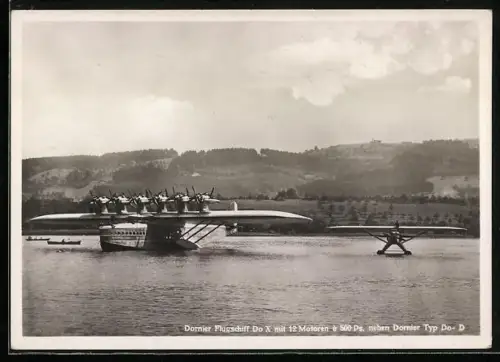 AK Dornier Flugschiff Do X neben Wasserflugzeug Dornier Do-D