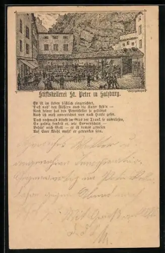 Vorläufer-AK Salzburg, 1894, Gasthof der Stiftskellerei St. Peter