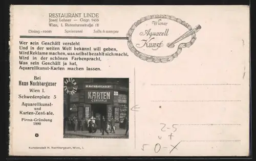 AK Wien, Gasthof Restaurant Linde, Rotenturmstrasse 12