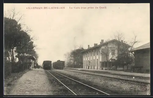 AK Villefranche-Lauragais, La Gare vue prise du Quai, Bahnhof
