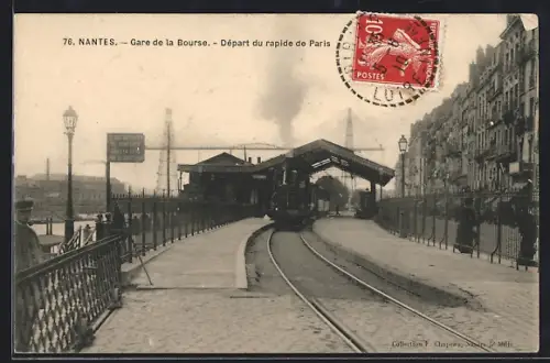 AK Nantes, Gare de la Boruse, Départ du rapide de Paris, Bahnhof