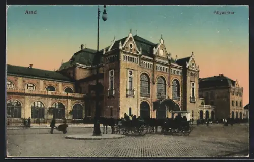AK Arad, Pályaudvar, Vorplatz des Bahnhofs