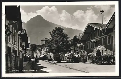 AK Golling, Unterer Markt mit Kino g. d. Kraftspitz