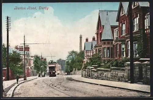 AK Derby, Burton Road, Strassenbahn