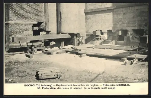 AK Bocholt /Limbourg, Déplacement du clocher de l`église, Entreprise Morglia, Perforation des trous, Handwerk
