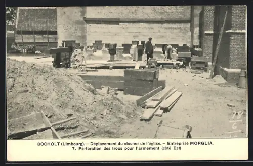 AK Bocholt /Limbourg, Déplacement du clocher de l`église, Entreprise Morglia, Perforation des trous, Handwerk