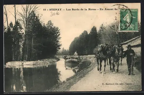 AK Stenay, Les Bords de la Meuse, Treideln