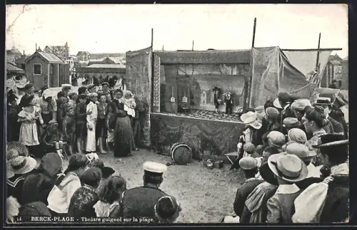 AK Berck-Plage, Theatre guignol sur la plage, Puppentheater
