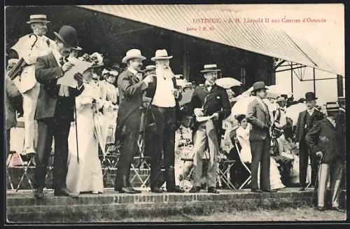 AK Ostende, S. M. Léopold II. von Belgien aux Courses d`Ostende