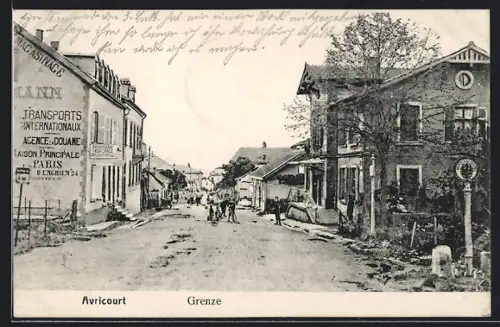 AK Avricourt, Strassenpartie an der Grenze