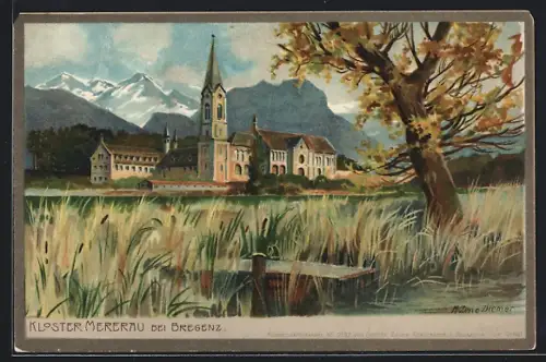 Künstler-Lithographie Zeno Diemer: Bregenz, Kloster Mererau