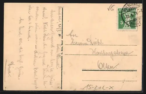 AK Rorschach, Ortspanorama mit fliegendem Zeppelin