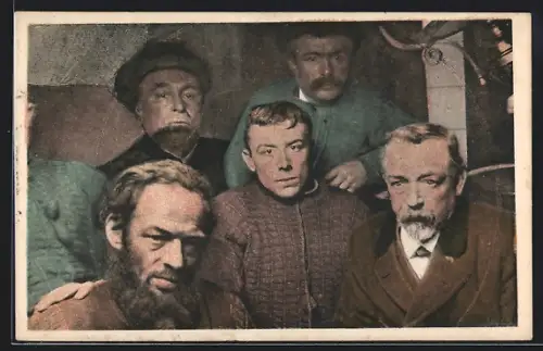 AK Kapitein v. Rees van de Wodan, Vader Sparling & G. Moerkerk in de kajut van De Schokker