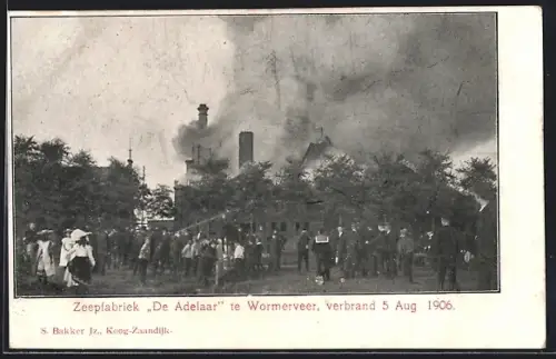 AK Wormerveer, Zeepfabriek De Adelaar, verbrand 5 Aug 1906