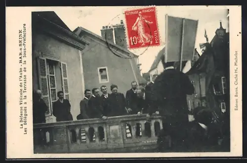 AK Bar-s-Seine, La Défense Viticole de l`Aube, Les Délegués a la Terrasse de la Sous-Préfecture