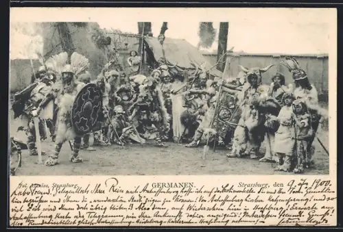 AK Strassburg, Germanische Krieger, Germanenkult