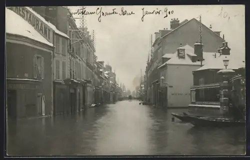 Foto-AK Montereau, Hochwasser
