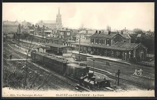 AK St-Just-en-Chaussée, La Gare, Bahnhof